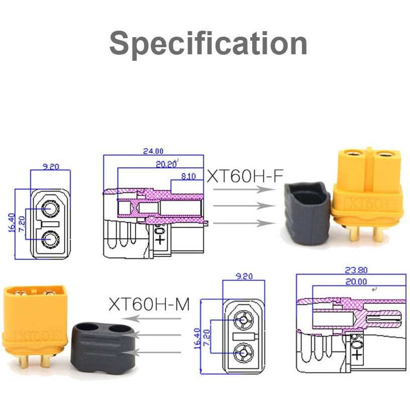 5 Par Złączy XT60H z Obudową,  – Drone Battery Connector recenzja i cena