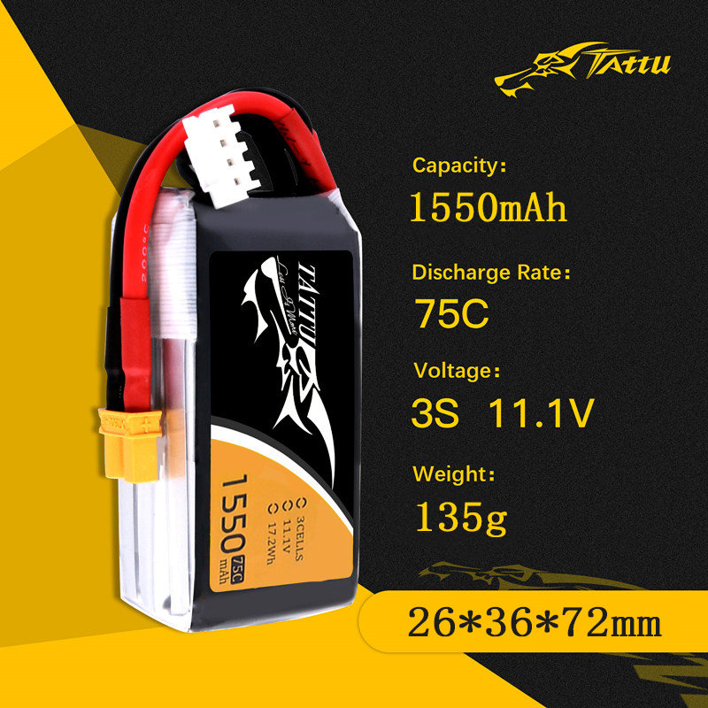 TATTU 3S 11.1V 1550mAh 75C bat – Drone Battery Li-Ion recenzja i cena